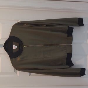 Lularoe Stevie Bomber Jacket Olive Green Velvet Size XL